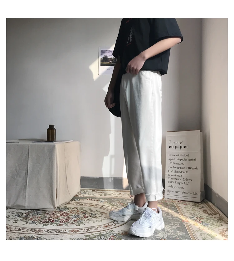 Liketkit мужские джинсовые штаны-шаровары новые осенние однотонные повседневные облегающие мужские джинсы корейские модные прямые синие брюки