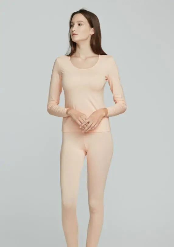 Комплект нижнего белья Xiaomi mijia, шелковистый антистатический Невидимый Базовый комплект для пары, осенне-зимняя одежда, длинные штаны, костюм для умного дома - Цвет: Female pink XL
