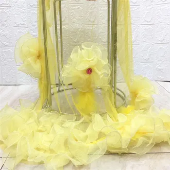 

African stones Lace Fabric 2020 Embroidered French Nigerian 3d flower yellow Lace Fabric High Quality Lace For Party