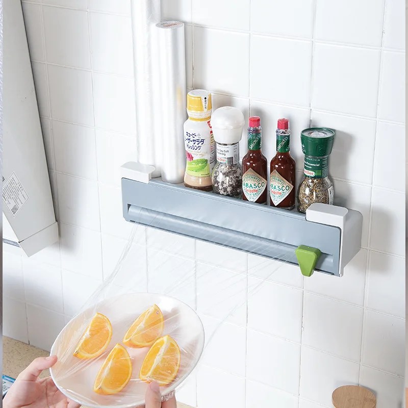 Wall Mounted Fixing Food Wrap Dispenser Cutter Foil Cling Film Wrap