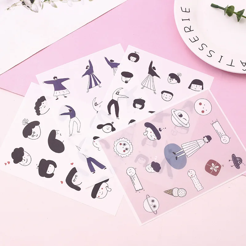 

4 Sheets Creative Cute Decoration Sticker DIY Scrapbooking Diary Album Sticker Escolar Toy Sticker Korean Stationery