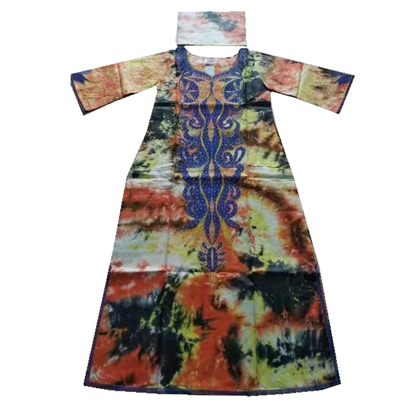 MD вышивка африканские платья для женщин Базен riche Хлопковое платье с длинным рукавом Дашики женское платье кафтан леди длинные платья одежда