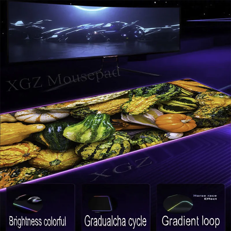  XGZ Large RGB Mouse Pad Black Lock Edge Autumn Harvest Season Fruit Custom Computer Desk Mat Rubber