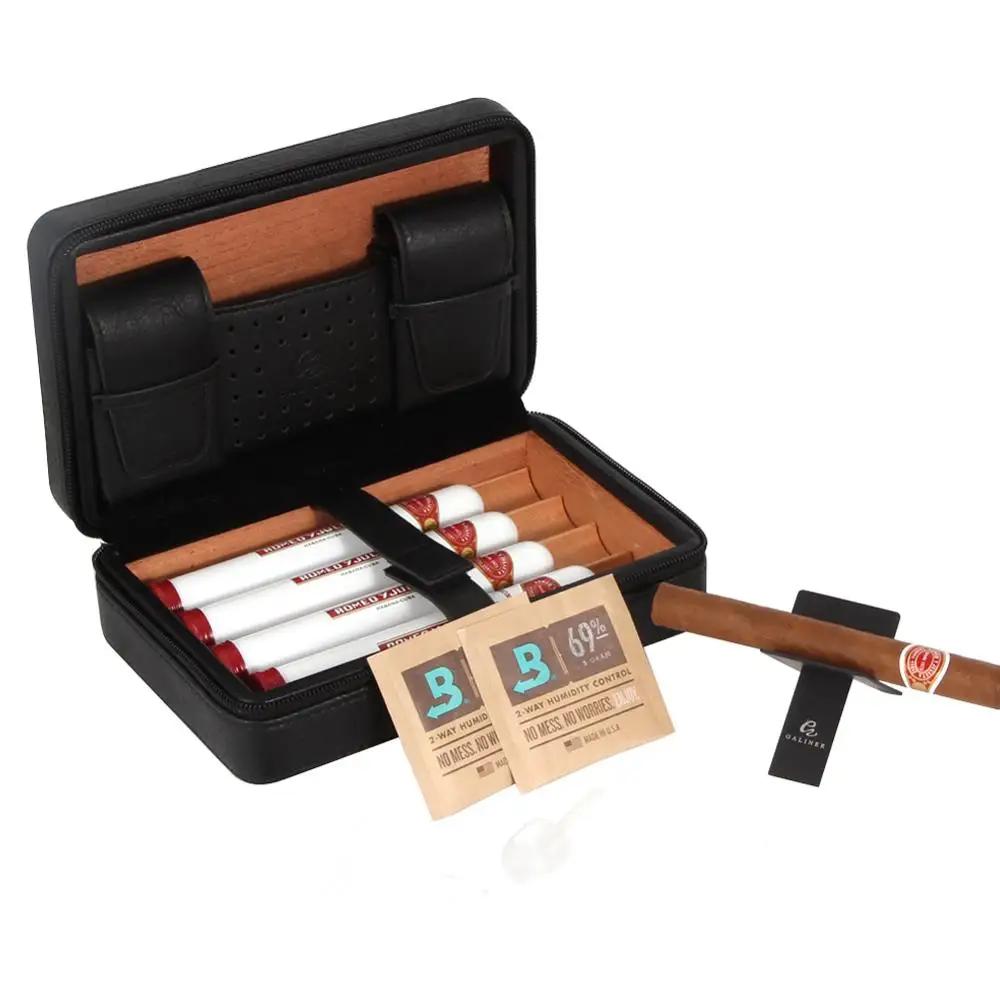GALINER кожаный чехол для сигар Humidor путешествий роскошный кедр 4 сигары Cohiba с