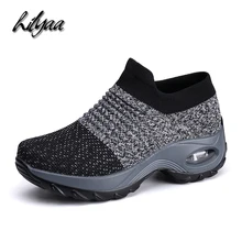 HILYAA/Новинка; модные кроссовки для девочек; тканая обувь; дышащая Спортивная обувь для бега; женская обувь на плоской подошве; женская обувь из сетчатого материала;