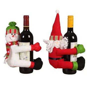 

Christmas Wine Bottle Cover Snowman Santa Claus Doll Champagne Wine Bottle Decoration Christmas Dinner Dinning Table Decor