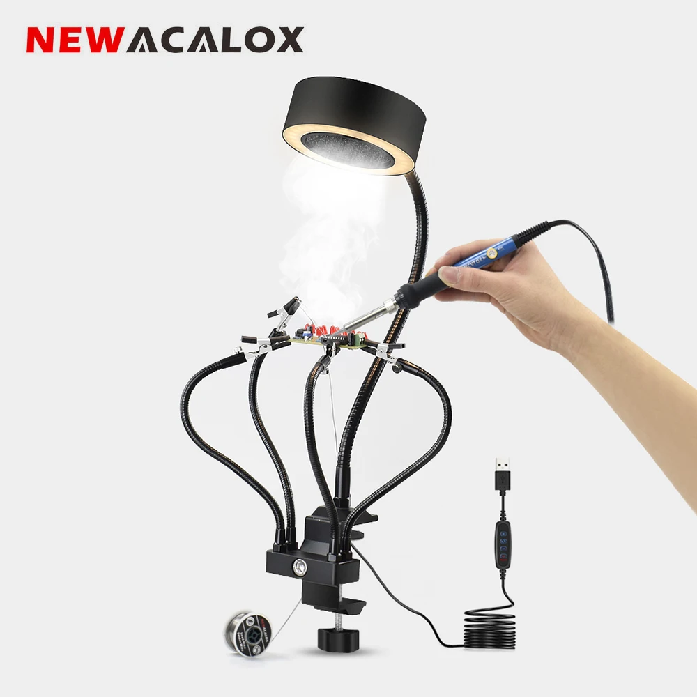 Настольный зажим NEWACALOX USB устройство для сварки светодиодсветильник ка 3 цветов