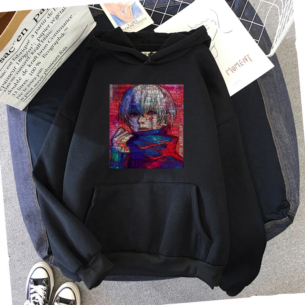 New autumn/winter 2021 Harajuku Tokyo Ghoul Cartoon graphic printed women's Hoodie Fashion street anime couple Sweatshirt Tops