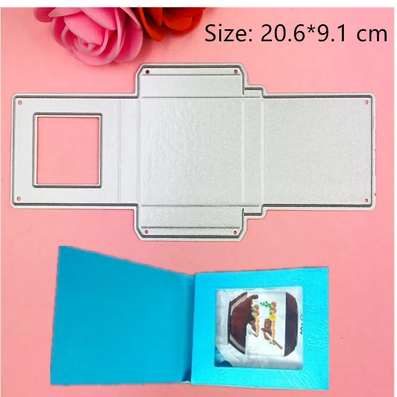 New Gift card box packaging bag die cutting dies scrapbooking embossing folder suit for sizzix fustella big shot cutting machine - Цвет: Светло-зеленый
