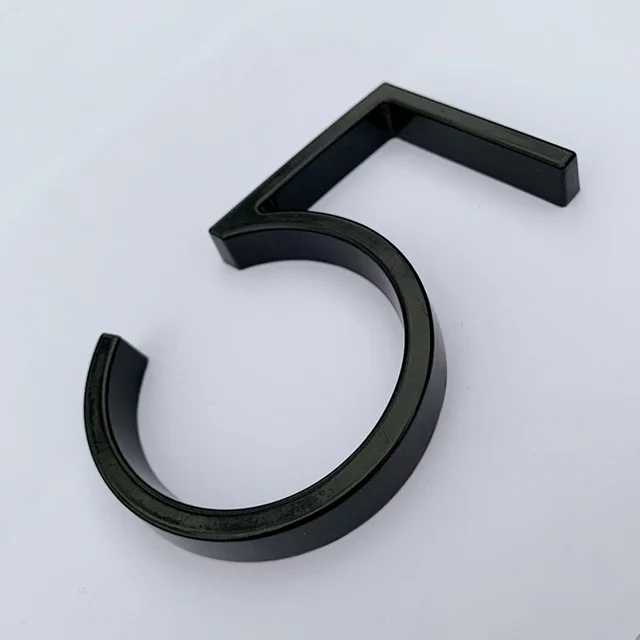 Black Floating House Numbers Doorplate Letters Metal Address Sign Plate Outdoor Street Door Plaque Number For Home Mailbox 0-9 5
