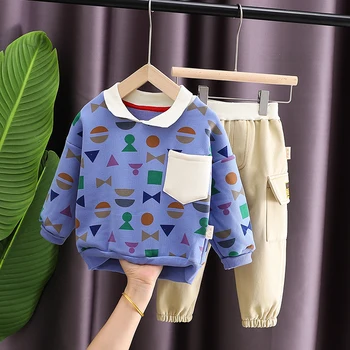 

2020 Autumn Baby Boys Clothing Sets Toddler Infant Plush Warm Tops Thicken Pnats Children Clothes Outdoor Kids Casual Costume