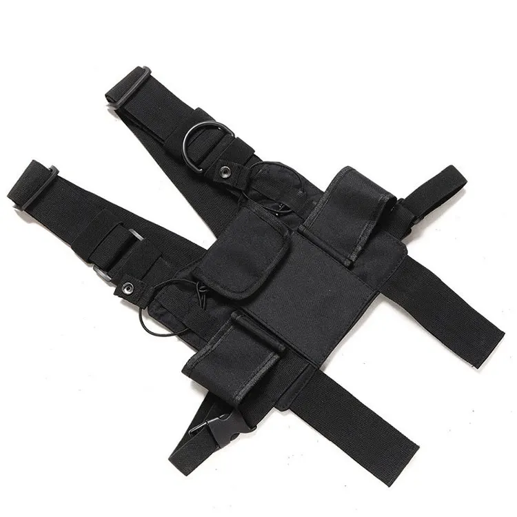 Nylon Tactical Vest Military Outdoor Radio Harness Walkie-talkie Hand Vest Chest Rig Pack Pouch Rescue Security Duty Chest Bag