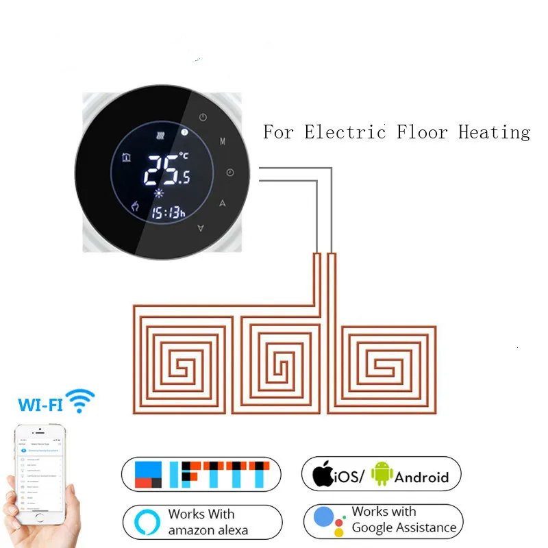 wifi-スマート電気床暖房サーモスタットチュウヤ-app-リモコンバックライト毎週液晶タッチスクリーン温度コントローラ