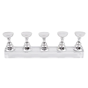 

New netic Acrylic Manicure Tools Nail Practice Hand Nail Exercises Pedestal Nail Supplies Nail Tips Display Stand Silver