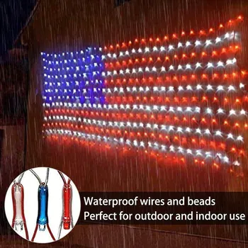 

LED Flag Net Lights of The United States Waterproof American Flag String Light 6.56X63.28ft TSH Shop