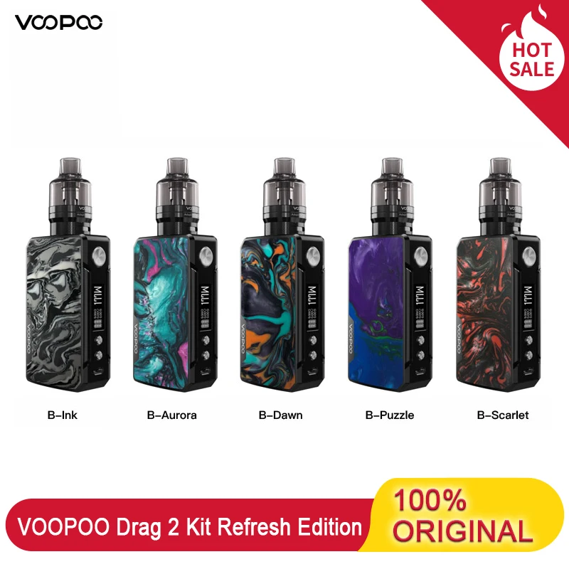 Набор для вейпа VOOPOO Drag 2 обновленная версия 177 Вт с баком PnP 4 5 мл двойным чипом 18650