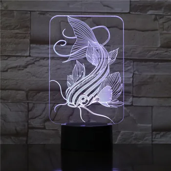 

Indoor Decoration Fish 3d Illusion Led Night Light Lamp Catfish Various Design Optional Rgb Colors Light Changing for Bedroom