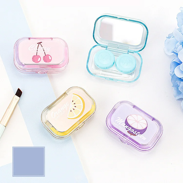 

Portable Cute Tweezers Wear Rod Cosmetic Contact Lenses Contact Lens Case Fruit Pattern Care Box of Contact Lens shuang lian he