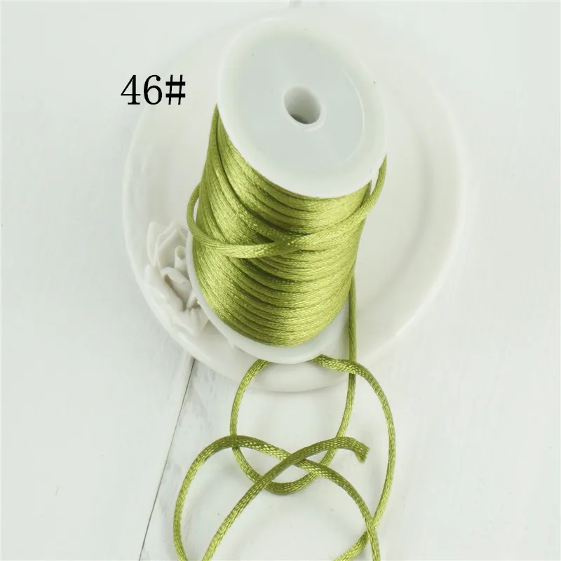 Popular colors 2mmX10m/roll Braided Macrame Silk Satin Nylon Cord Rope DIY Making Findings Beading Thread
