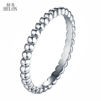 

HELON Solid 14k White Gold AU585 Engagement Ring Trendy Fine Jewely Elegant Unique Gift Wedding Ring Matching Band for Women