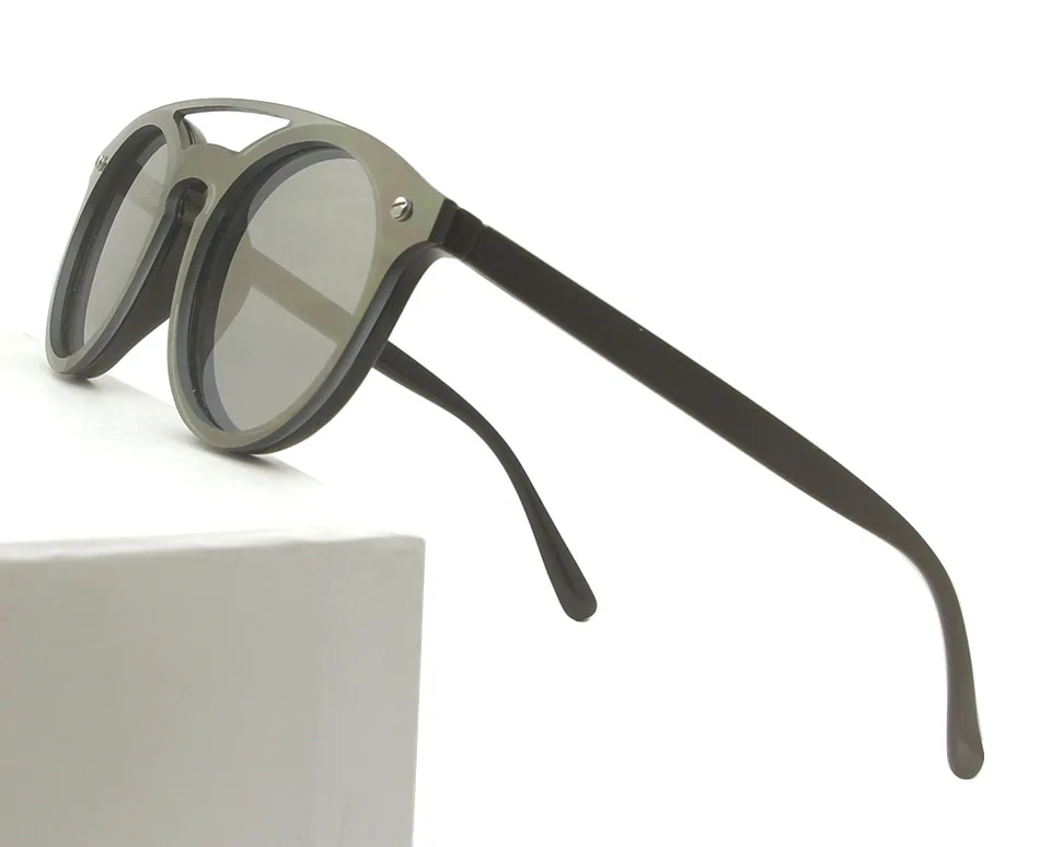 Зеркальные Мужские Солнцезащитные очки Круглые ретро женские солнцезащитные очки для женщин Роскошные красочные зеркальное покрытие Солнцезащитные очки для мужские защитные очки - Цвет линз: sun glass gray
