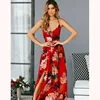 Red Backless Floral Maxi Dress 2022Summer Women Sexy Party Spaghetti Strap Sundress Boho Beach High Weist Chiffon Dress Vestidos ► Photo 3/6