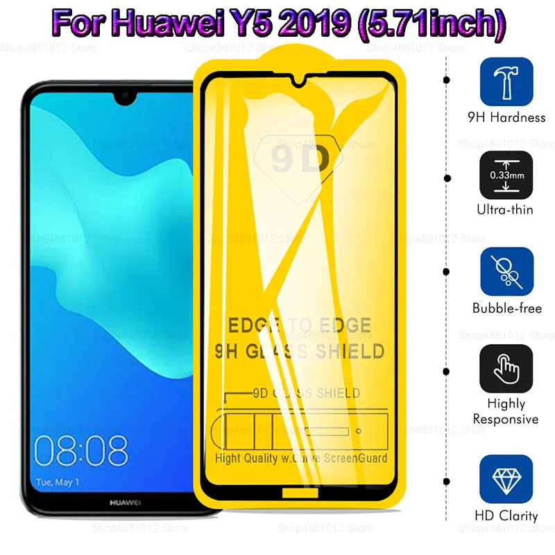 Защитное стекло 9D на весь экран для Huawei Y5 2019 AMN LX9 закаленное y5 с полным покрытием |