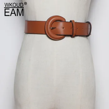 

2020 Hot Sale New Design Fashion Corset Belt For Women Black Solid Leather Tound Buckle Casual Waistband Female Trendy ZK138