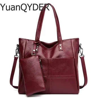 

2sets Luxury Women Handbags Soft Leather Women Shoulder Bags Designer Top-handle Bag Ladies Crossbody Bag Female Casual Big Tote
