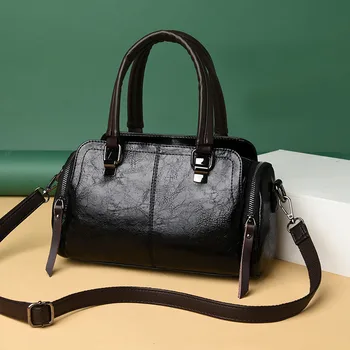 

Women Handbag 2019 Black Female Short Top-handle Bag Vintage Leather Ladies Shoulder Bags Women Messenger Bag Fashion Party Pack