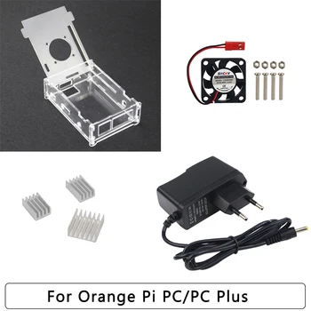 

Transparent Acrylic Case for Orange Pi PC + 5V 2A Power Supply Adapter + 3 Aluminum Heat Sink + Fan Compatible Orange Pi PC Plus