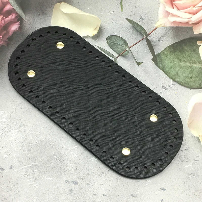 22x10cm Woven Long Bottom for Knitted Bag PU Leather Bag Accessories Handmade Bottom With 52Holes DIY Crochet Bag Bottom