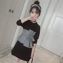 Платья для подростков одежда для девочек весенне-осеннее платье принцессы в клетку с длинными рукавами для девочек от 4 до 12 лет