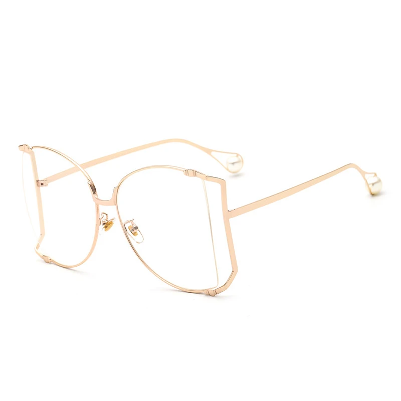 Негабаритное солнцезащитное стекло es для женщин, брендовый дизайн, Бабочка, квадратная большая рама, солнцезащитное стекло, жемчужное украшение, кошачьи глазки, очки UV400 - Цвет линз: 6 sunglasses