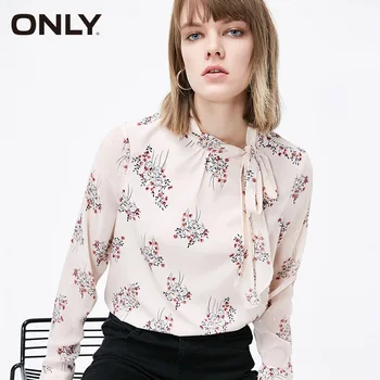 

ONLY Women's Floral Loose Fit Lace-up Long-sleeved Chiffon Shirt | 119251506