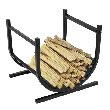 

U-Shaped Firewood Holder Miniature Iron Log Rack Firewood Storage Holder Black Garden Dollhouse Fireplace Backyard Patio Holder