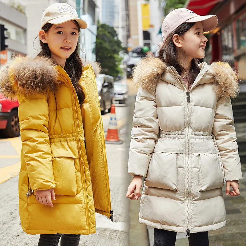 

-30 Degrees Girl Winter Down Jacket Parka real Nature Fur 2019 new Snow Wear Thick Coat Children snowsuit girls clothes clothing