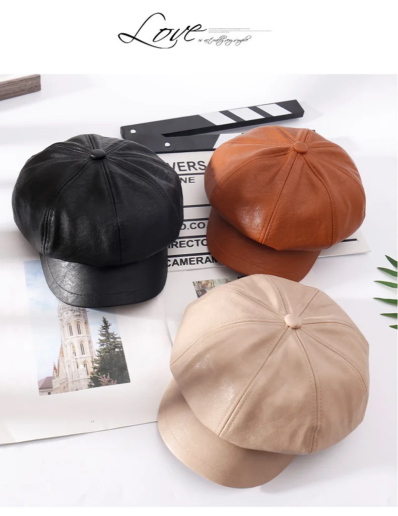 Chapeau Newsboy En Cuir PU - Style Vintage Gatsby - Taille Réglable 58-61 Cm - Pour Homme Et Femme