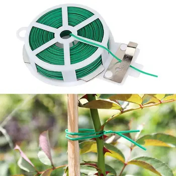 

50m Plant Twist Tie with Cutter Sturdy Green Coated Wire Gardening Home Cable