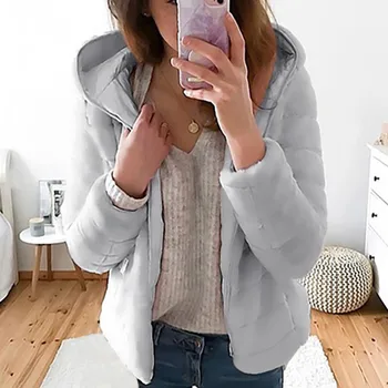 

Women Spring Autumn Jackets Coats Fashion Hooded Short Coat Padded Winter Warm Jacket Female Womens Top Coats #910