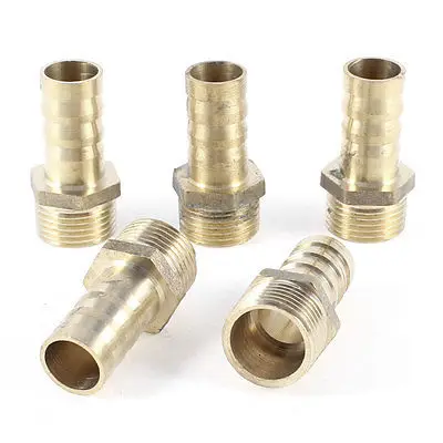 

5 Pcs 3/8"PT Male Thread to 12mm Hose Barb Brass Straight Coupling Fitting