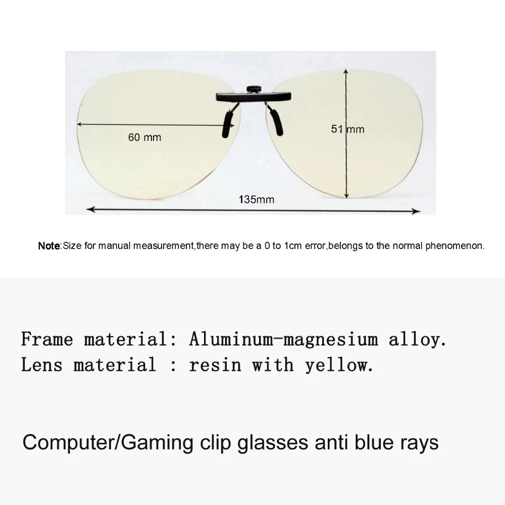 New Unisex Eyeglasses Clip-On Clip Lens For Light Anti Blue Ray Computer Phone Game TV Working Eyewear Glasses UV400 6