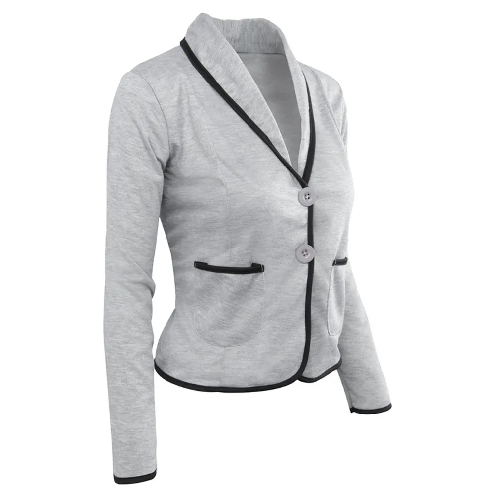 Plus Size Women Crop Business Coat Blazer Suit Long Sleeve Tops Slim Jacket Outwear Autumn Workwear S-6XL Women Suit Coat