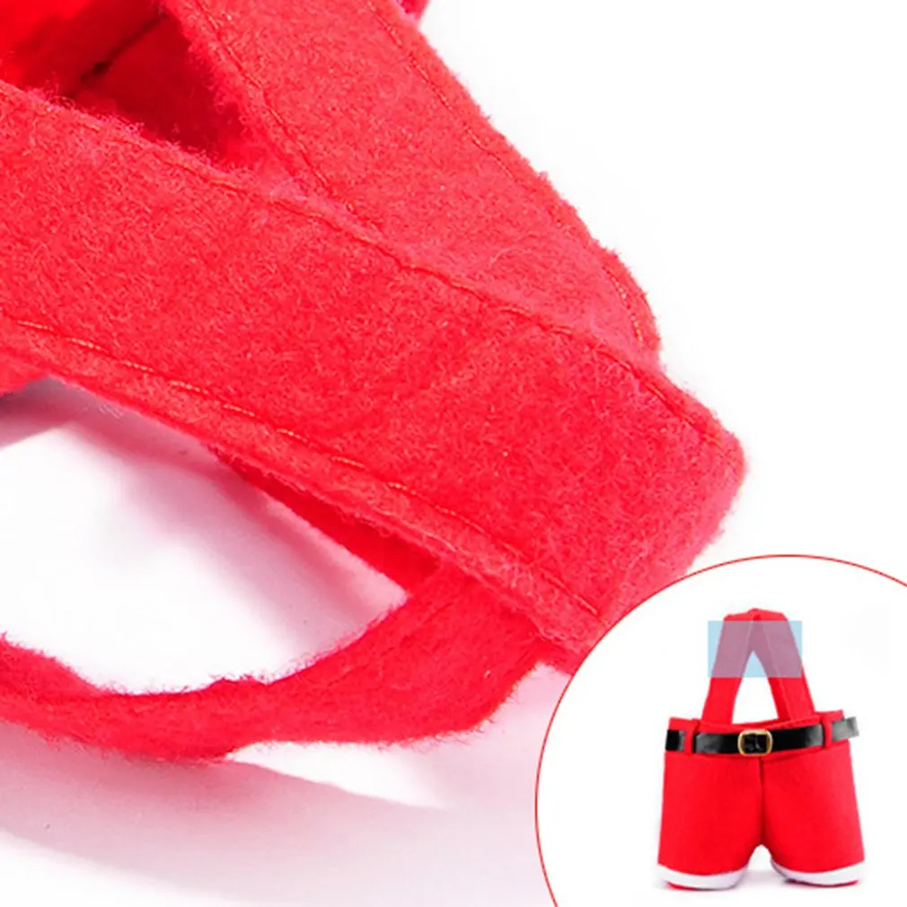 New Merry Christmas Santa Wine Bottle Bag Candy Chocolate Santa Claus Pants Trousers Gift Bags Package Christmas Decor