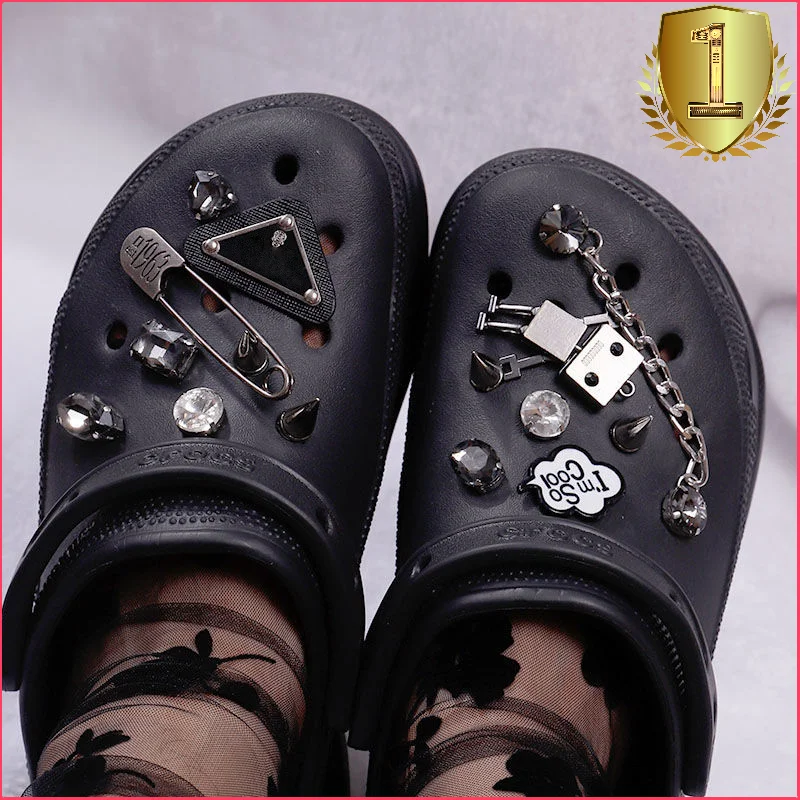 Trendy Chains Croc Charms Designer DIY Cute Rhinestone Shoes Decaration  Jibb for Croc Clogs Buckle Kids Girls Women Gifts - AliExpress
