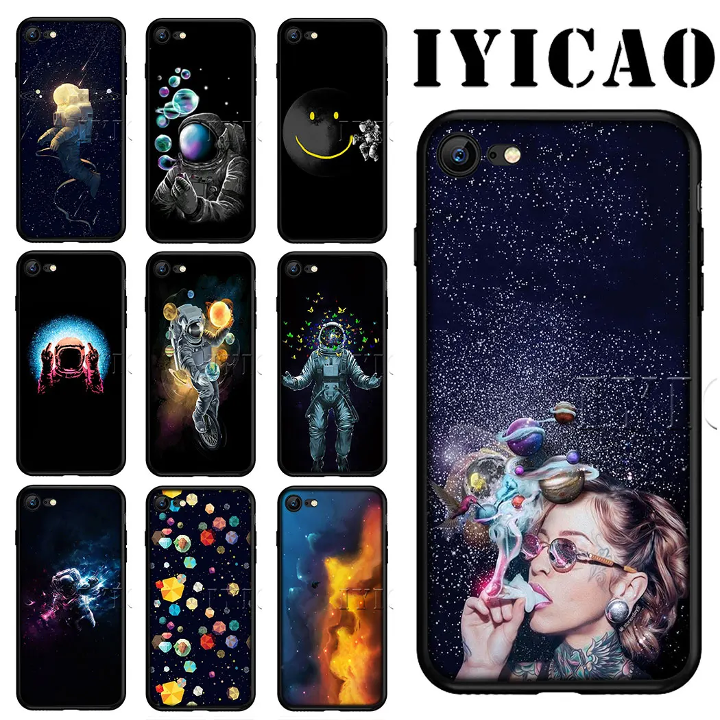 

IYICAO Cosmonaut Planets Cosmos Soft Silicone Case for iPhone XS Max XR X 8 7 6 6S Plus 5 5s se