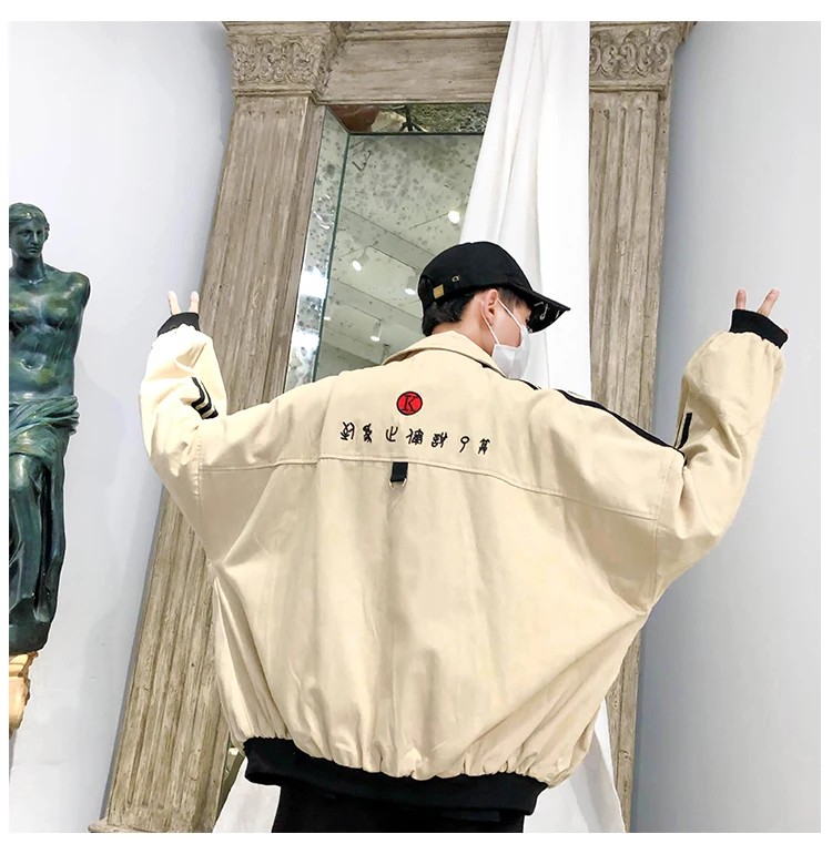 Spring And Summer Japanese Korean Autumn Clothing Hong Kong Style CHIC Years Men's BF Harajuku-Style Students Loose-Fit Embroide