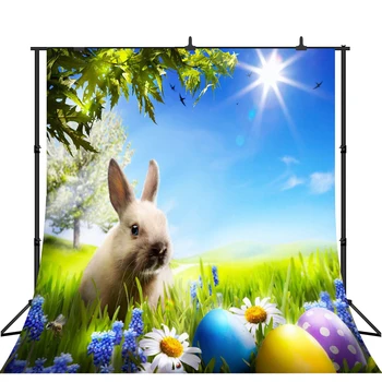 

Lyavshi Spring Easter Eggs Rabbit Floret Grassland Photography Backgrounds Photographic Backdrops For Photo Studio