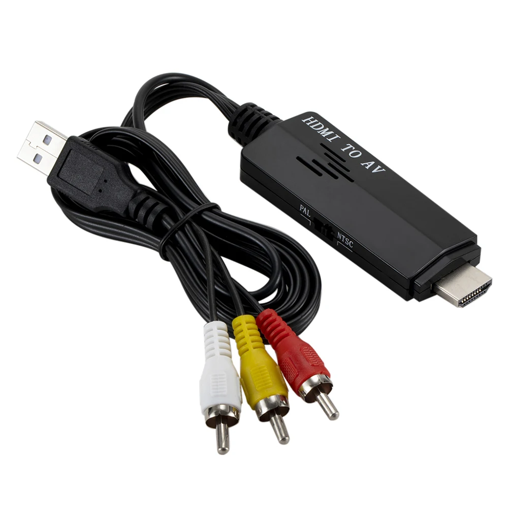 

1080P Audio Video Converter Adapter Cable HDMI to AV Converter HDMI TO AV RCA HD Conversion Male to Male Cable