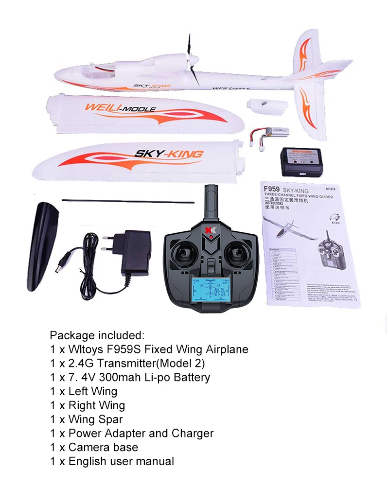 WL игрушки RC самолет F959S небесно-king 2,4G 3CH 6-axis Gyro размах крыльев RTF Радио пульт дистанционного управления Управление самолетов с неизменяемой геометрией крыла самолета игрушки Drone EU